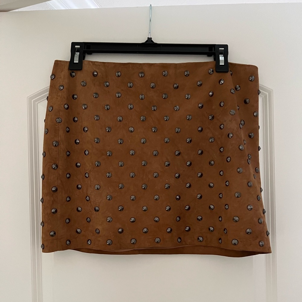Alice + Olivia leather studded mini skirt